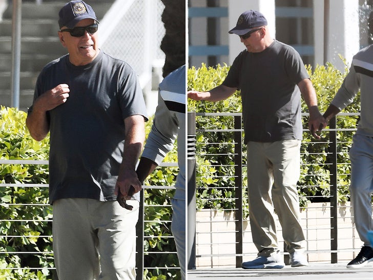 Bruce Willis walks along a Los Angeles beach during a rare public outing, November 2025. Credit: The Image Direct.