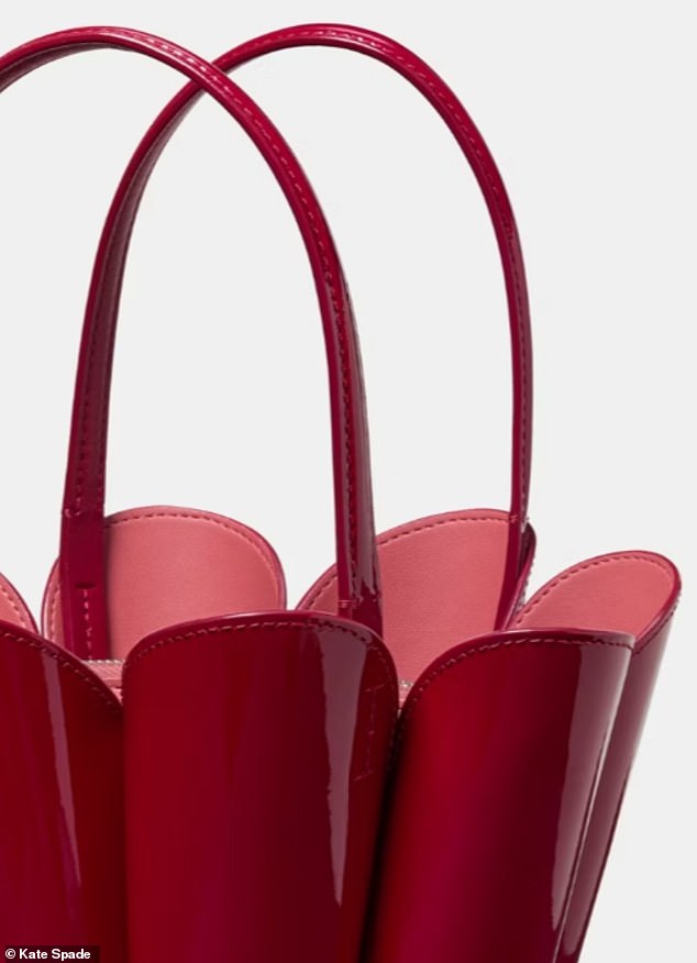 The purse, which comes in red and black, was created to look like a flower head and boasts a 'petal-shaped' exterior when viewed from the side - DailyMailUS