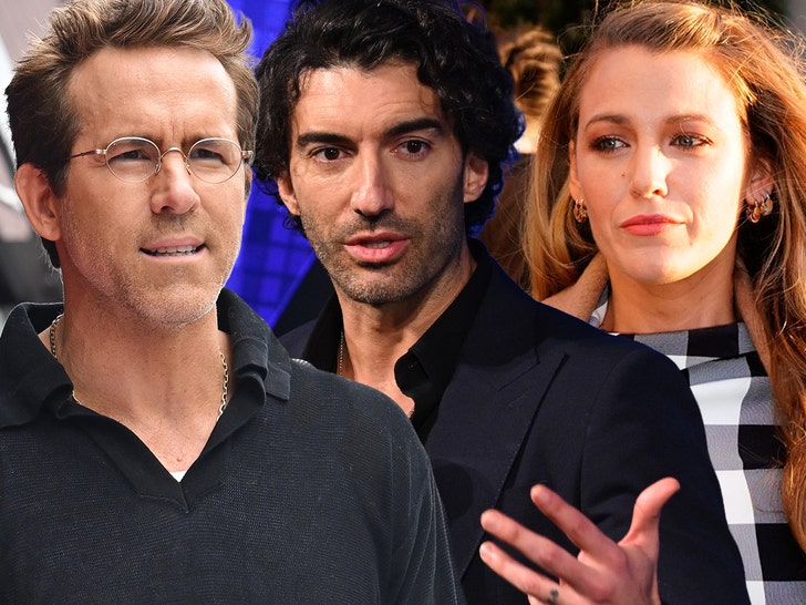 Composite image of Ryan Reynolds, Justin Baldoni, and Blake Lively (Getty)