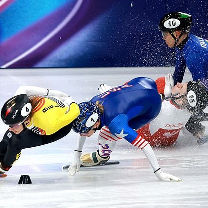 Sellier went down along with Ariana Fontana of Italy and American Kristen Santos-Griswold - Daily Mail
