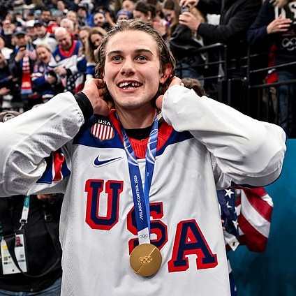Hughes scored the winning goal against Canada to end 46 years of hockey hurt for America - Daily Mail US