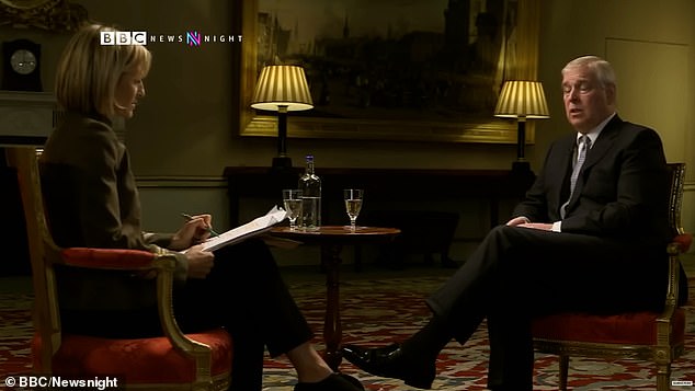 Prince Andrew during his 2019 BBC Newsnight interview with Emily Maitlis.