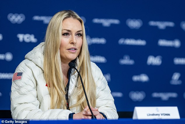 Lindsey Vonn addresses the media after undergoing two surgeries on her injured leg