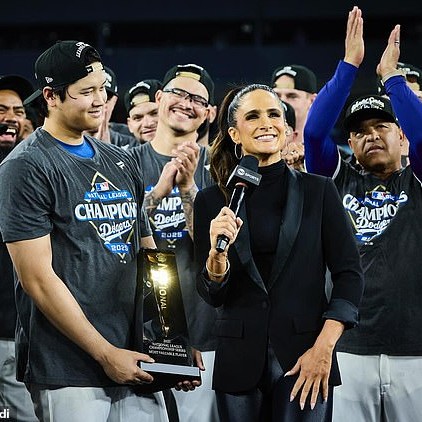 Lauren Shehadi, pictured during the World Series, is taking up a sideline role with Netflix - Daily Mail US