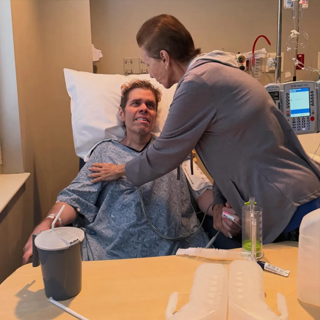 In a follow-up video, Hilton (seen above with a nurse) thanked the staff at the Southern Hills Hospital in Las Vegas. - theperezhilton/instagram