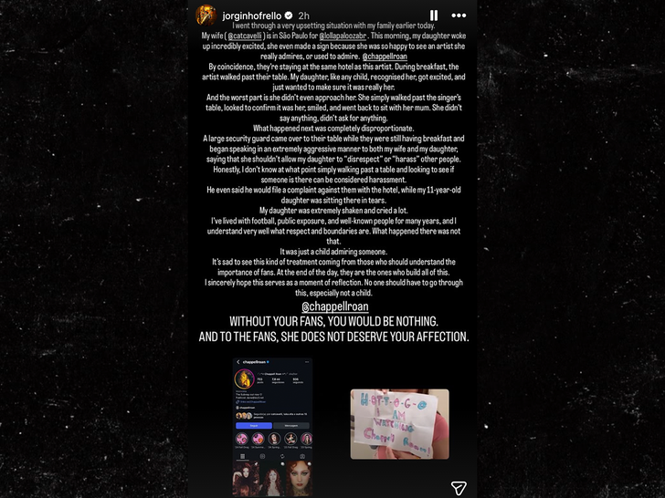 Jorginho's Instagram post alleging a man berated his 11-year-old stepdaughter