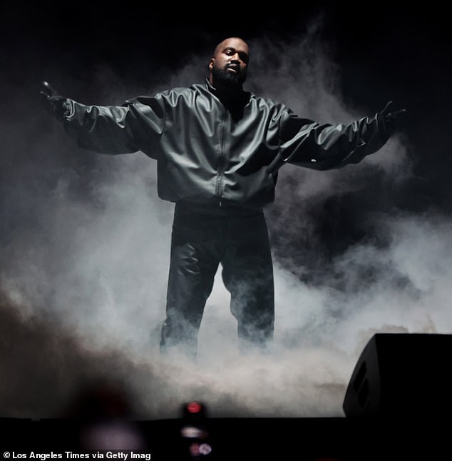 Ye performs on stage in March 2024.