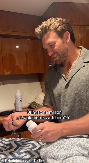 Kyle Juszczyk lays out numerous supplements during his vacation wellness routine