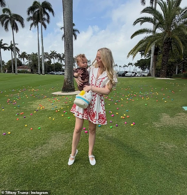 Tiffany Trump holding Alexander during his first Easter egg hunt at the White House