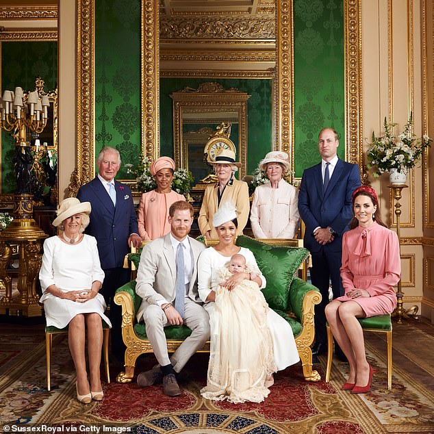 Archie Mountbatten-Windsor's christening portrait with his parents and senior members of the Royal Family