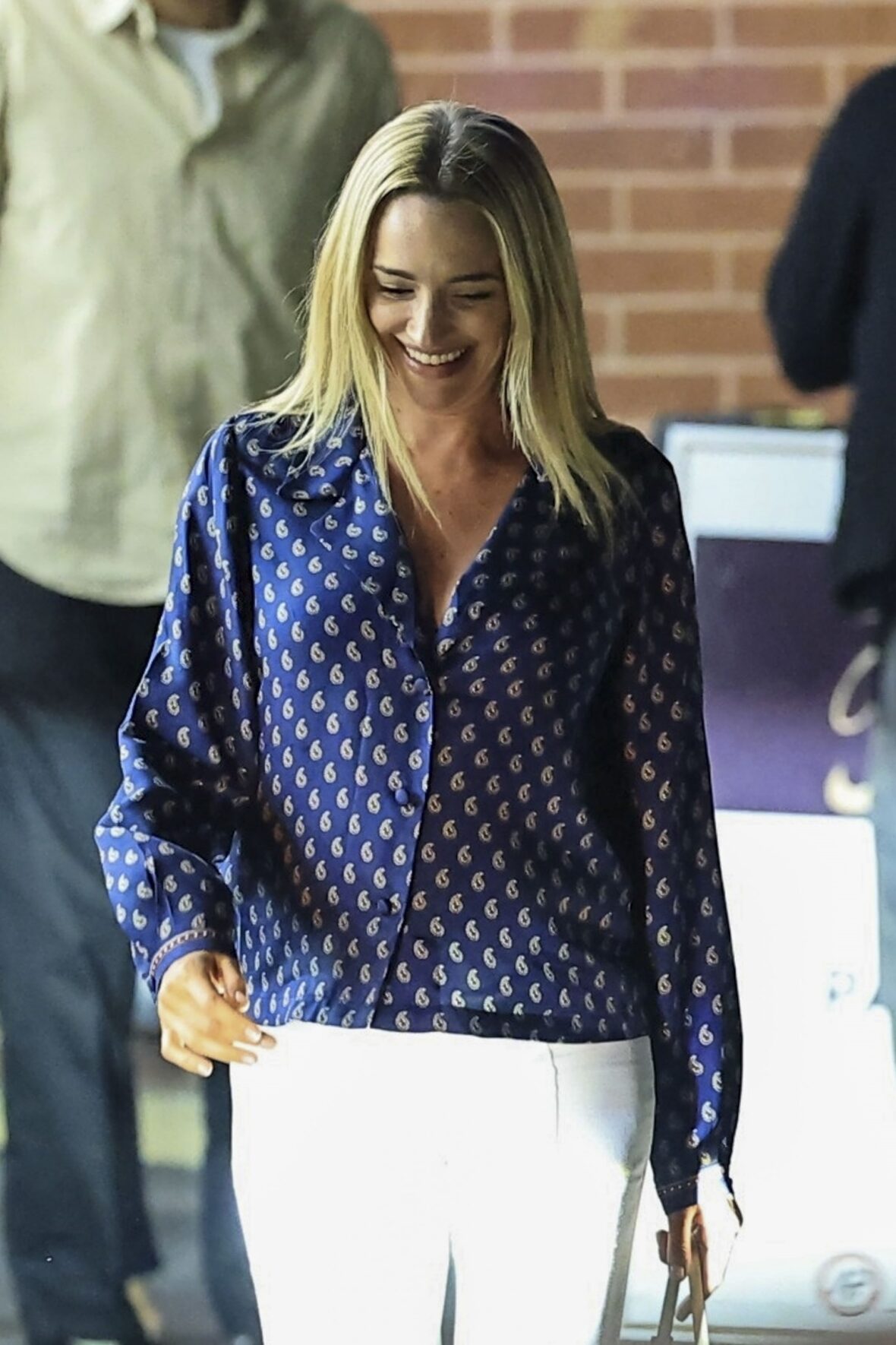 Brianne Howey during a night out in Los Angeles, showing her baby bump