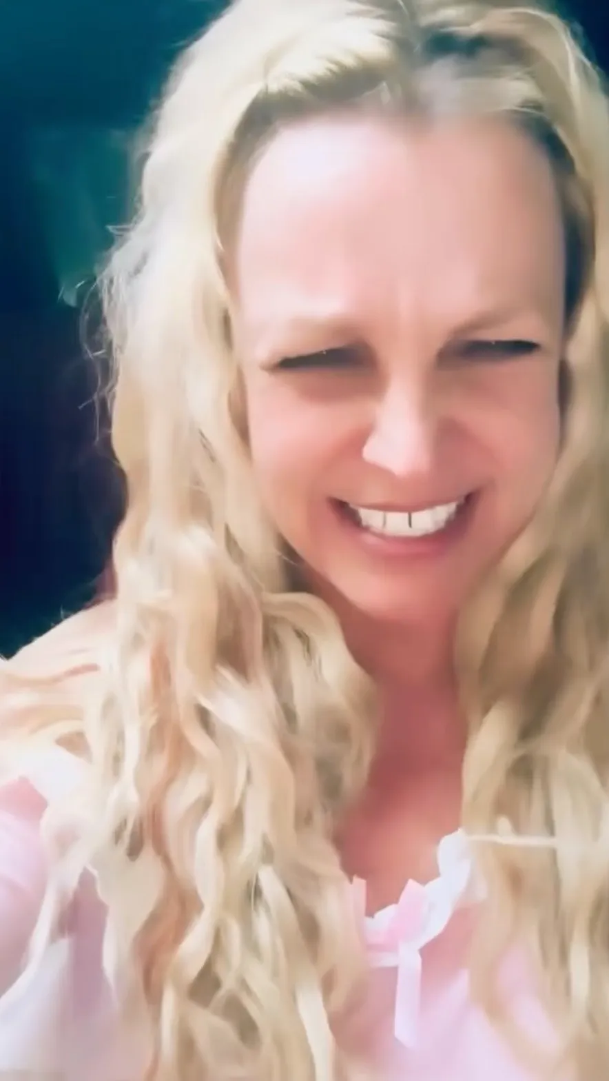 Britney Spears in a selfie-style video talking about Slurpees and popcorn.