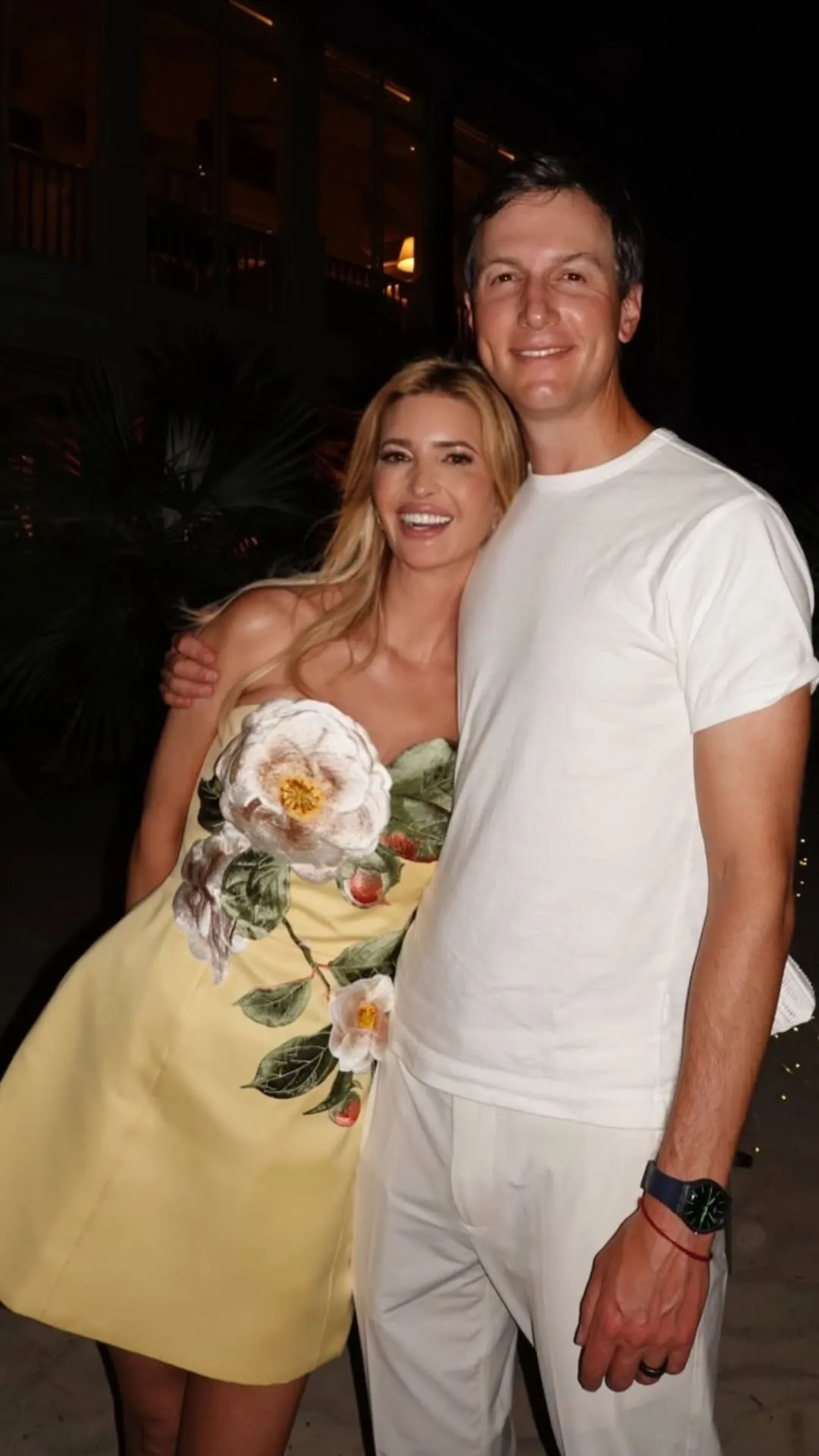 Ivanka Trump and husband Jared Kushner smile during the Bahamas festivities.