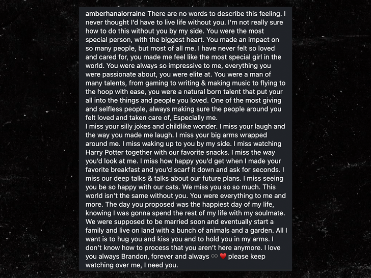 Screenshot of Amber Lorraine's Instagram tribute to Brandon Clarke (@amberhanalorraine).