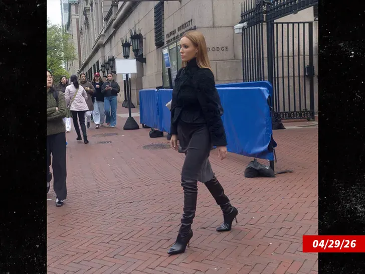 Bianca Censori at Columbia University in a more covered look