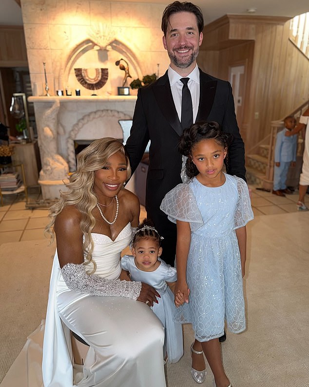 Serena Williams with daughters Alexis and Adira alongside husband Alexis Ohanian.