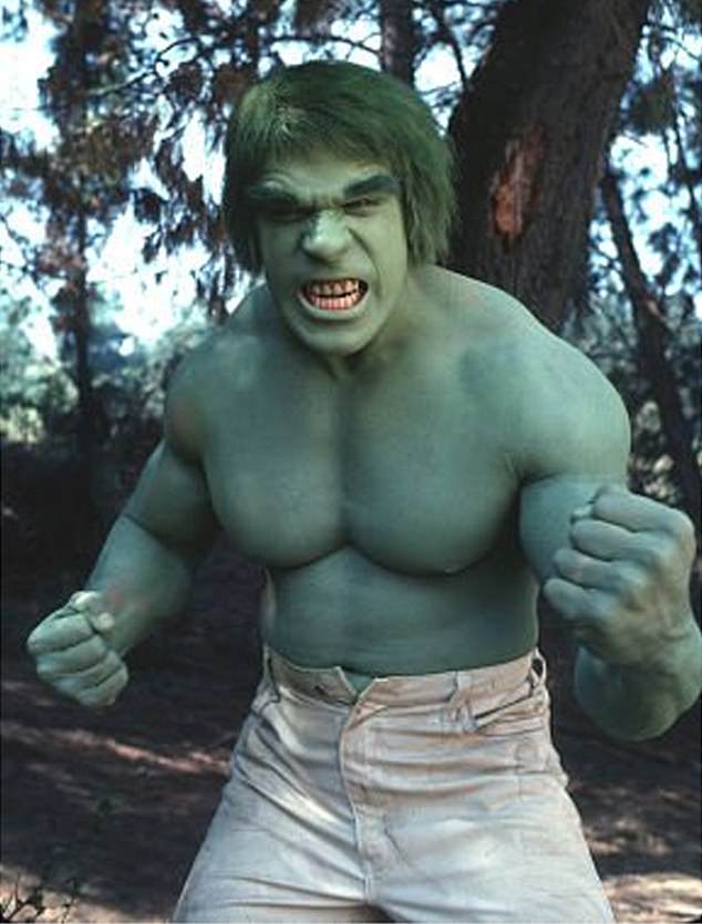 Lou Ferrigno as the Hulk in the late 1970s TV series The Incredible Hulk.