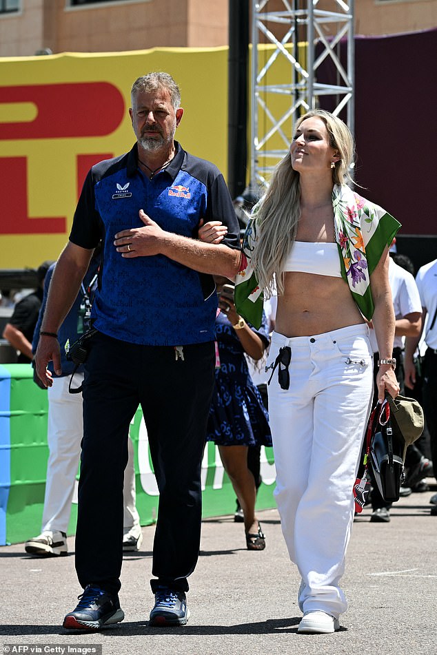 Lindsey Vonn walking the Monaco GP paddock unaided during race weekend