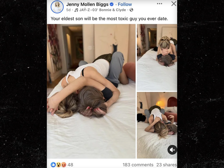 Screenshot of Jenny Mollen's since-deleted Facebook post showing photos with her son and the caption that drew criticism