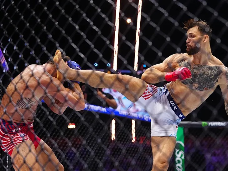Mauricio Ruffy throws a kick in the Octagon during Freedom 250 on the White House lawn